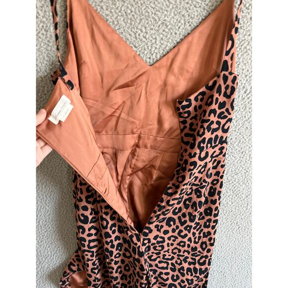 Lovers + Friends Jumpsuit Small Leopard Animal Print Wide Leg Sleeveless Orange - Picture 6 of 16